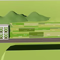 Garden Landscape Design Featuring Layered Green Planting Areas Surrounding Hills And Buildings