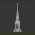 Historic Stone Monument Structure With Tall Tower Golden Top And Carved Base Details