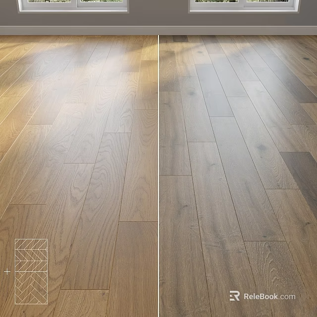 Wooden Floor Planks With Natural Grain And Different Color Tones For Interior 3d model 