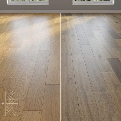 Wooden Floor Planks With Natural Grain And Different Color Tones For Interior 3d model