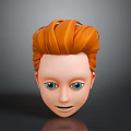 3D Model Head With Orange Hair Blue Eyes And Detailed Facial Features