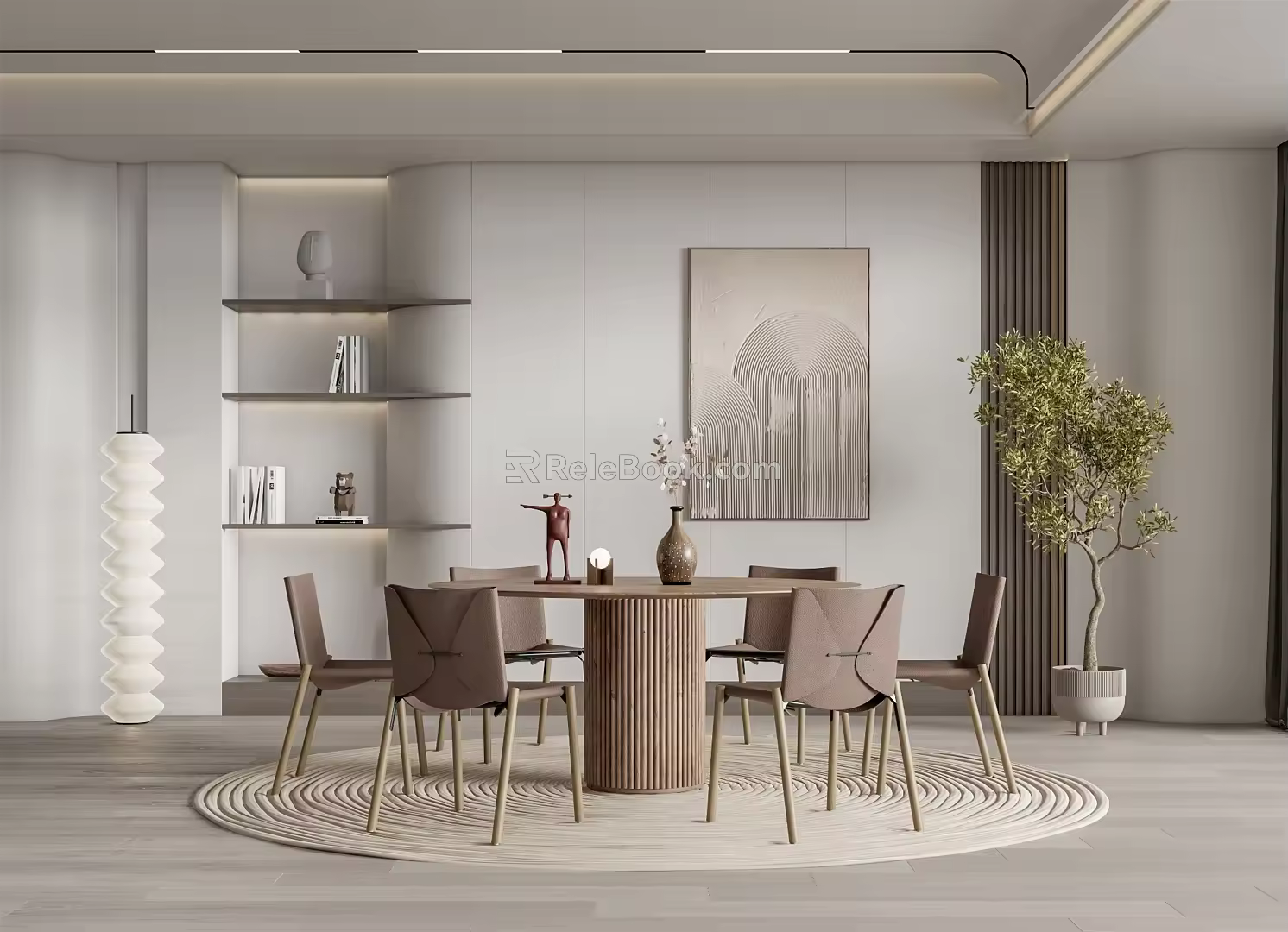 Quiet Restaurant Dining Table and Chair Combination 3d model