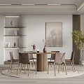Quiet Restaurant Dining Table and Chair Combination 3d model
