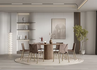 Quiet Restaurant Dining Table and Chair Combination 3d model