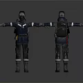 Tactical Uniform Coat With White Stripes Backpack Functional Boots And Gear Design