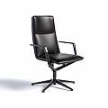 Black Leather Office Chair With Armrests And Modern Five Point Base Design 3d model