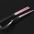 Modern Tableware Set With Pink Green Handle Chopsticks And Spoon For Daily Use