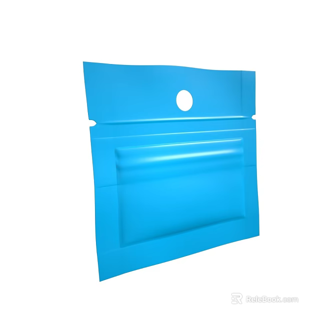 Blue Resealable Storage Pouch With Round Hanging Hole And Zipper Seal 3d model 