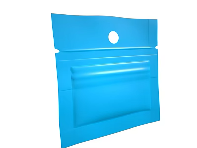 Blue Resealable Storage Pouch With Round Hanging Hole And Zipper Seal 3d model