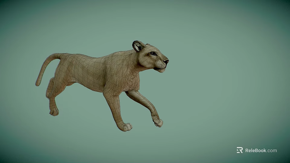 Game and Movie Character 3D Lion Model with Wireframe Design and Realistic Features 3d model 