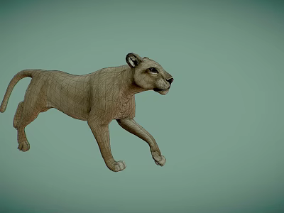 Game and Movie Character 3D Lion Model with Wireframe Design and Realistic Features 3d model