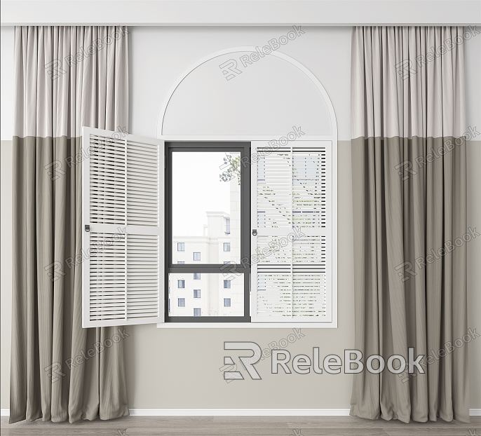 Modern Curtain Fabric Curtain Blinds Combination model