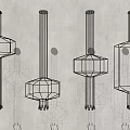 Wireframe Design Chandeliers With Various Geometric Shapes And Multiple Sketch Renderings 3d model