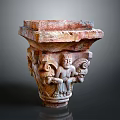 Intricate Stone Sculpture Carving With Human Figures And Floral Patterns