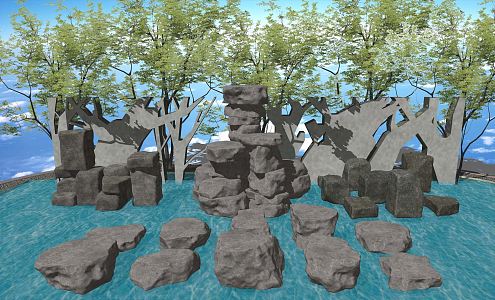 Modern Stone Landscape Stone Gravel Stone Block Rock 3d model