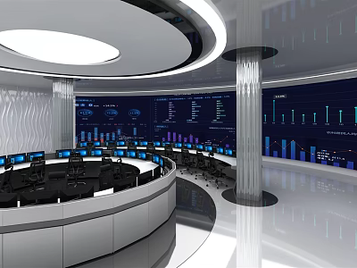 Modern Monitoring Room Big Data Center 3d model