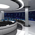 Modern Monitoring Room Big Data Center 3d model