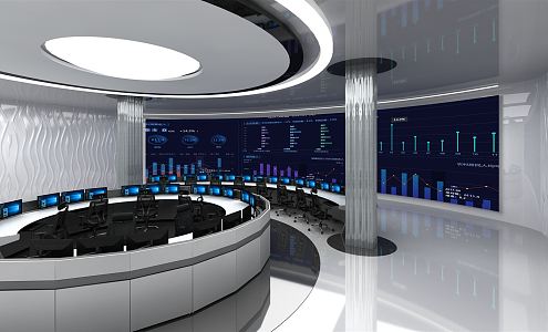 Modern Monitoring Room Big Data Center 3d model