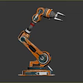 Orange Precision Industrial Robotic Arm With Mechanical Joints And Sturdy Base 3d model