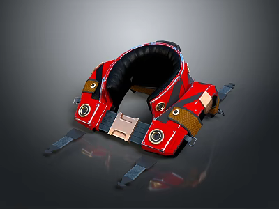 Red And Black Household Item With Adjustable Straps And Circular Decorations 3d model