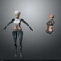 Robot Character Full Body And Upper Torso Models With Mechanical Design