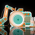 Neon Style Camera Art Installation With Target Design HELLO SHANGHAI Text And China Elements 3d model