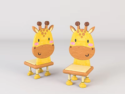 Modern Children's Chair Home Children's Wooden Chair Beautiful Chen Ornaments 3d model