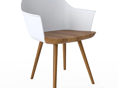 Modern Minimalist Accent Chair With White Frame Wooden Seat And Tapered Legs 3d model