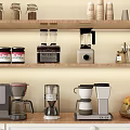 Cozy Kitchen Interior With Shelves Jars Coffee Makers Blenders And Fresh Fruits