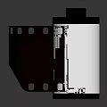 Detailed Black and White Film Reel with Film Strip Isolated on Dark Background 3D Rendering