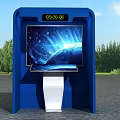 Modern Interactive Public Facility Kiosk With Digital Display Screen In Outdoor Park Area
