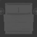 Modern Minimalist Double Bed with Soft Pillows Striped Blanket and Side Nightstand