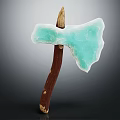 Handcrafted Turquoise Crystal Axe With Natural Wooden Handle And Blue Blade