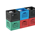 Multi Colored Plastic Storage Baskets with Mesh Design and Handles for Home Organizing 3d model
