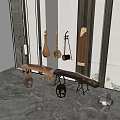 Guzheng Pipa Erhu Musical Instrument Combination 3d model
