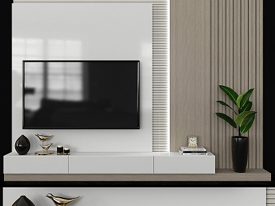 Modern TV background wall 3d model