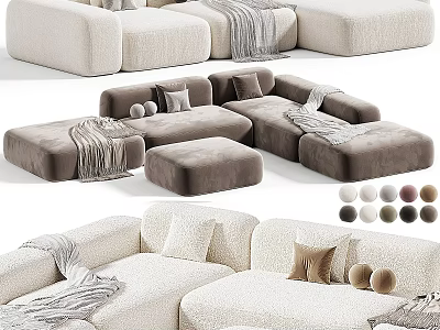 Cozy Sectional Sofa With Plush Pillows Soft Throw Blankets And Multiple Color Options 3d model