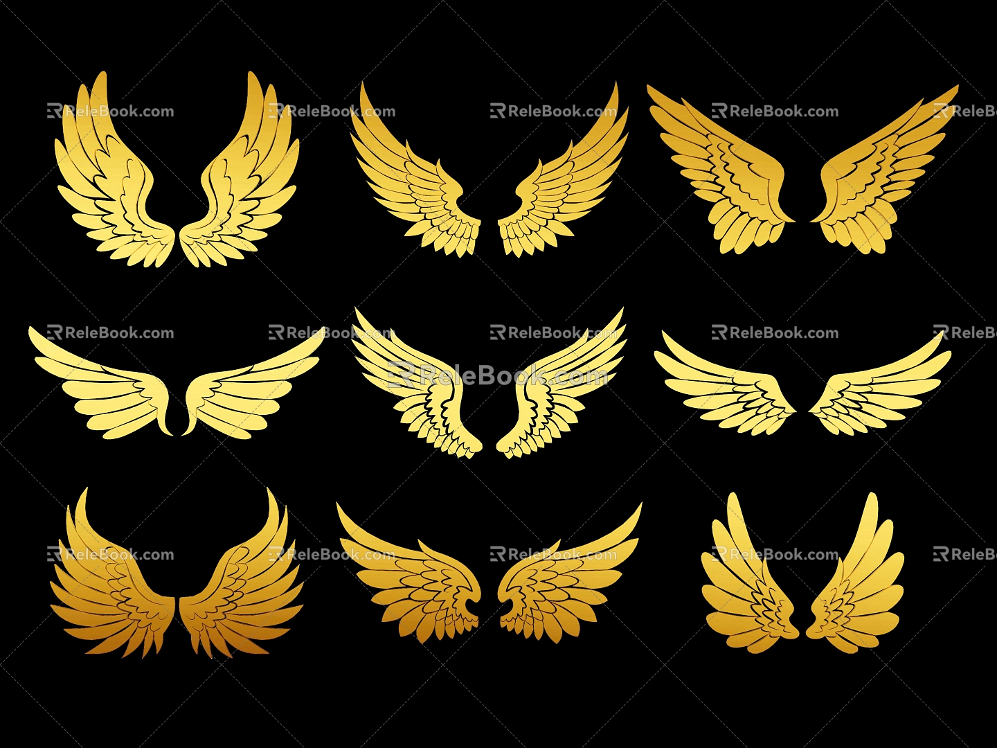 Wings all kinds of birds wings feathers angel demon feather wings flying angel wings black wings material decoration 3d model