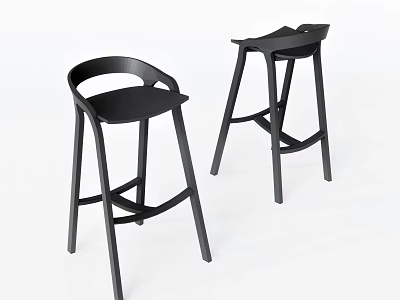 Modern Black Bar Stools For Home Bar With Curved Backrest And Crossed Legs 3d model