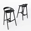 Modern Black Bar Stools For Home Bar With Curved Backrest And Crossed Legs