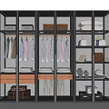 Modern Glass Door Wardrobe With Hanging Clothes Folded Garments Shoes And Hats
