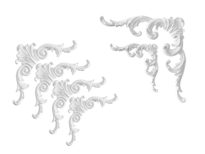 Ornate Decorative Carvings Set With Intricate Details On White Background 3d model
