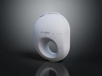 White Modern Electronic Device With Circular Opening And Sleek Minimalist Design 3d model
