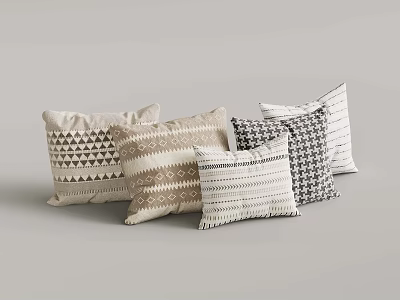 Decorative Pillows With Geometric Patterns And Neutral Color Schemes For Home Decor 3d model