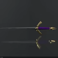 Elegant Decorative Sword With Purple Hilt And Golden Guard Metallic Blade