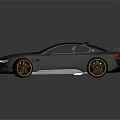 Black Stylish Sports Car With Sleek Aerodynamic Body And Gold Wheels