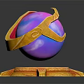Elaborate Decorative Golden Base Supporting Colorful Glowing Sphere With Intricate Patterns