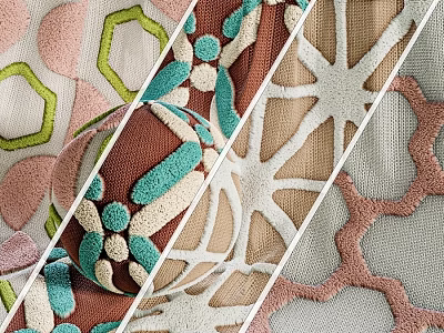 Decorative Textile Components With Intricate Geometric Patterns And Colorful Textures 3d model