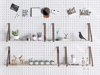 Modern Hole Board Storage Rack Wall Decoration Pendant Photo Frame Cork Board Cork Wall Hole Wall Message Board 3d model