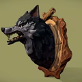 Fierce Wolf Head Wall Decor with Wooden Frame for Home Decoration